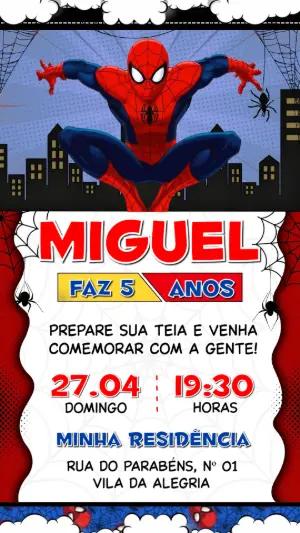 Convite de Aniversário Homem-Aranha para Editar