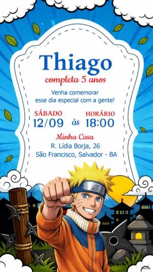 Convite de Aniversário Naruto: Modelo Digital Editável