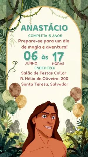 Convite de Aniversário Tarzan na Selva Editável