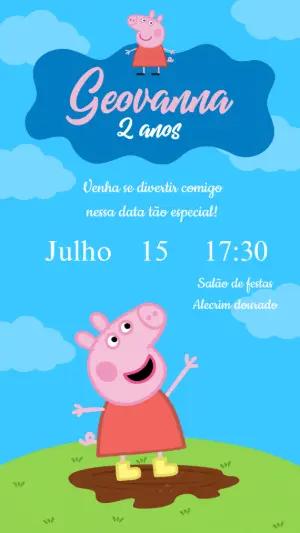 Convite de Aniversário Peppa Pig para Editar Online