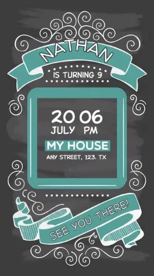 Teal Chalkboard Birthday Invitation | Editable Digital Template