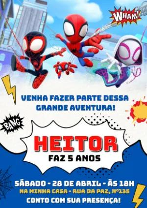 Convite de Aniversário Spidey e Amigos para Editar Online