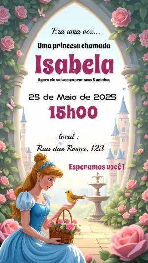 Convite Aniversário Princesa Cinderela Editável Online