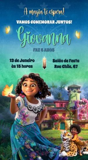 Convite de Aniversário Encanto com Personagens para Editar Online