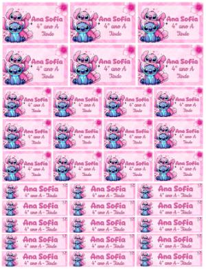 Etiquetas Escolares Stitch e Angel para Editar e Imprimir
