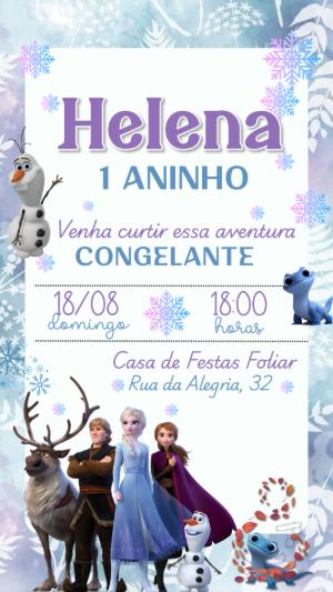Convite de Aniversário Frozen com Personagens para Editar Online