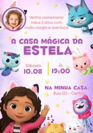 Convite A Casa Mágica da Gabby com Foto para Editar Online