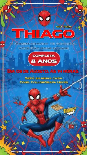 Convite Digital Aniversário Homem-Aranha Modelo Editável