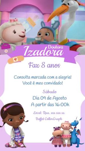 Vídeo Convite de Aniversário Doutora Brinquedos Editável