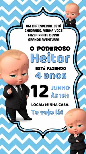 Convite de Aniversário O Poderoso Chefinho Azul para Editar