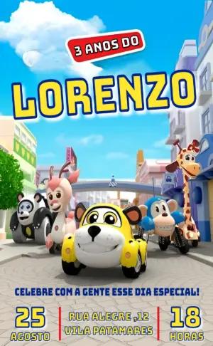 Convite de Aniversário Vroomiz com Carrinhos para Editar Online
