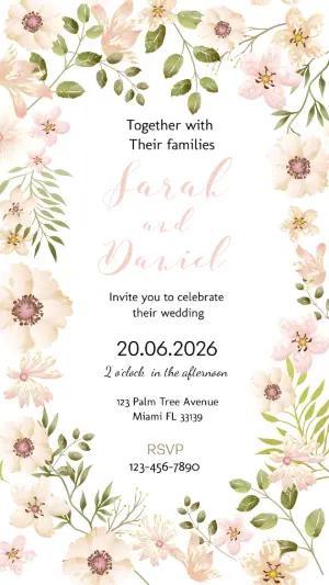 Elegant Floral Wedding Invitation Template to Edit