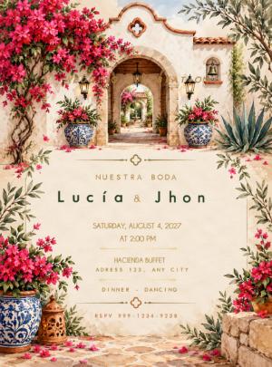 Hacienda Mexican Wedding Invitation Editable Template