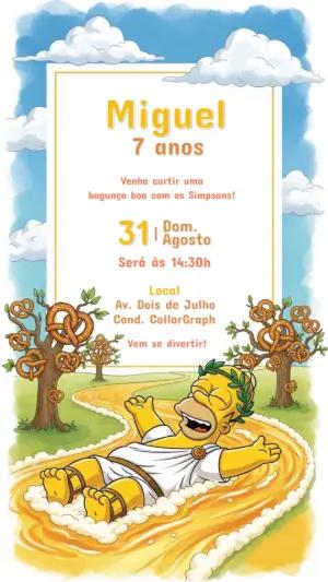 Convite de Aniversário Os Simpsons com Homer para Editar Online