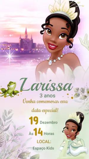 Convite Aniversário Princesa Tiana para Editar Online