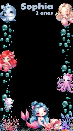 Moldura para Stories Sereia Fundo do Mar para Editar
