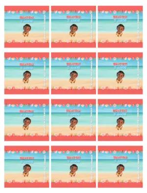 Adesivo para Balinha Personalizada Moana Baby
