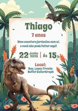 Convite de Aniversário Dinossauros para Editar Online
