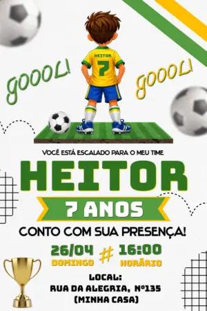 Convite de Aniversário Futebol Brasil para Editar Online