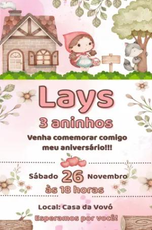Convite Aniversário Chapeuzinho Vermelho para Editar Online