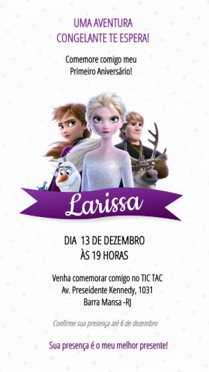 Convite de Aniversário Frozen com Personagens para Editar Online