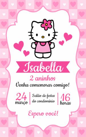 Convite de Aniversário Hello Kitty para Editar Online