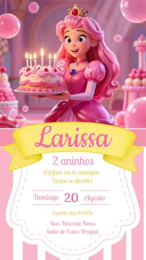 Convite de Aniversário Princesa Peach Modelo Editável