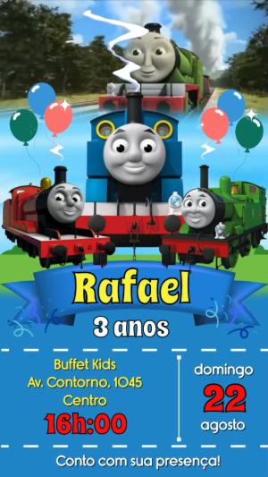 Convite Animado Aniversário Thomas e Seus Amigos para Editar
