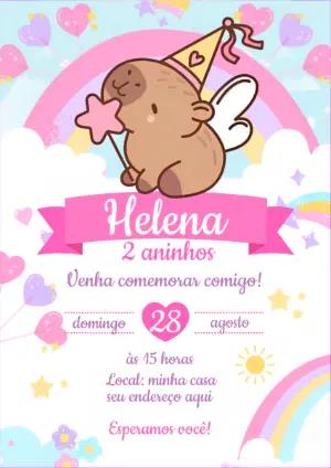 Convite Aniversário Capivara Fofa para Editar Online