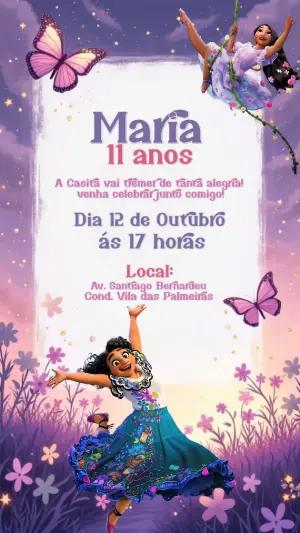 Convite Aniversário Encanto com Personagens para Editar Online