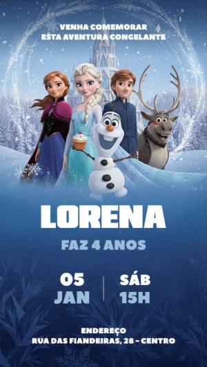 Convite de Aniversário Frozen com Personagens para Editar Online