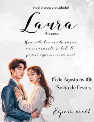 Convite de Aniversário Adulto Estilo Dorama para Editar Online