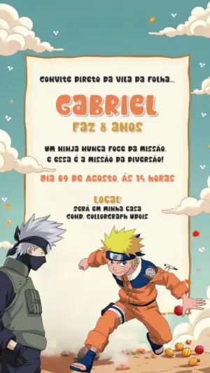 Convite de Aniversário Naruto e Kakashi Editável Online