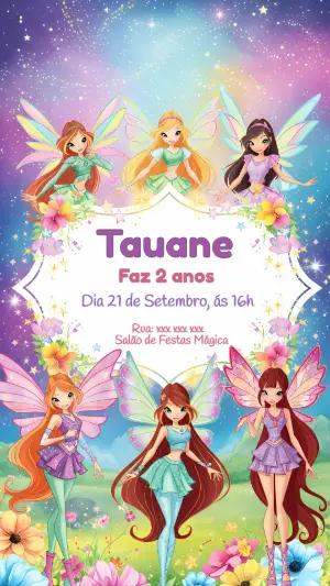 Convite de Aniversário Winx Club para Editar Online