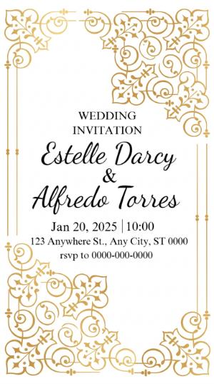 Elegant Golden Wedding Invitation Editable Template
