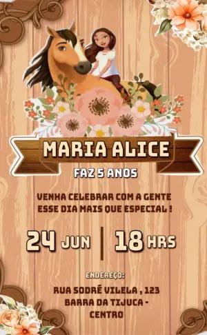 Convite Aniversário Spirit Corcel Indomável para Editar Online