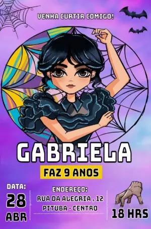 Convite de Aniversário Wandinha Addams Editável Online