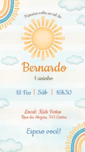 Convite de Aniversário 1 Ano Volta ao Sol Editável