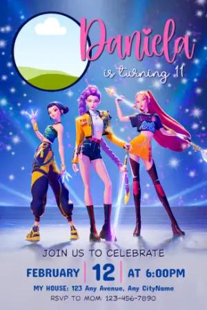 K-Pop Demon Hunter Birthday Invitation | Editable Digital Template