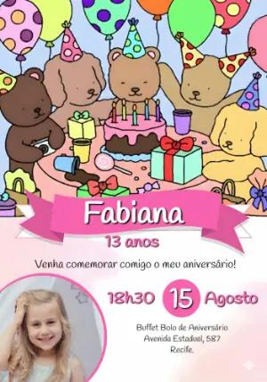 Convite de Aniversário Infantil Bobbie Goods Modelo Editável com foto