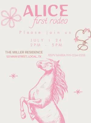 First Rodeo Cowgirl Birthday Invitation to Edit Online