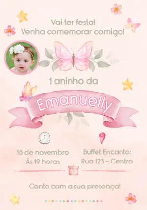 Convite Jardim das Borboletas com Foto para Editar