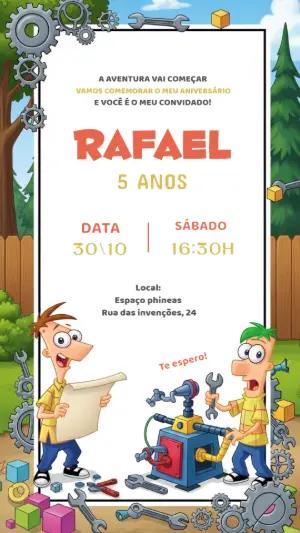 Convite de Aniversário Phineas e Ferb para Editar Online