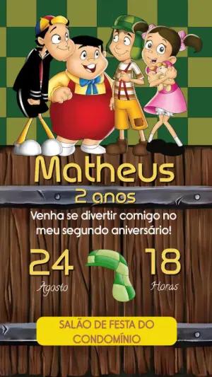 Convite de Aniversário Chaves com a Turma para Editar Online