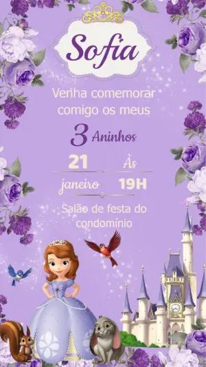 Convite Aniversário Princesinha Sofia para Editar Online