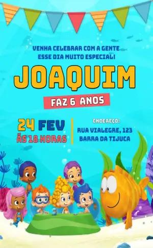 Convite Aniversário Bubble Guppies para Editar Online