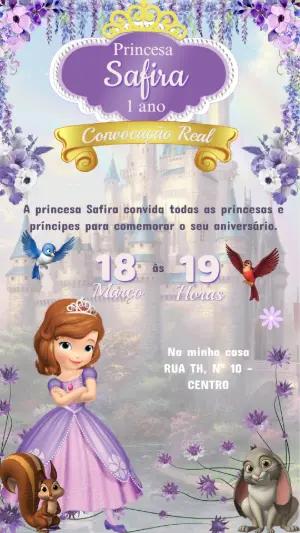 Convite Aniversário Princesinha Sofia para Editar Online