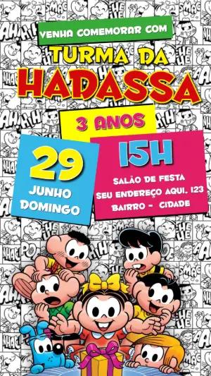 Convite Aniversário Turma da Mônica para Editar Online