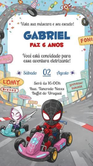 Convite Aniversário Homem-Aranha Corrida para Editar Online