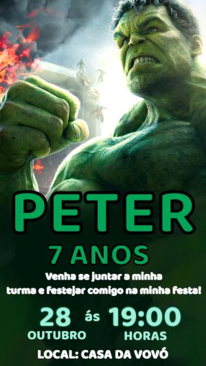 Convite de Aniversário Hulk Super-Herói | Modelo Editável